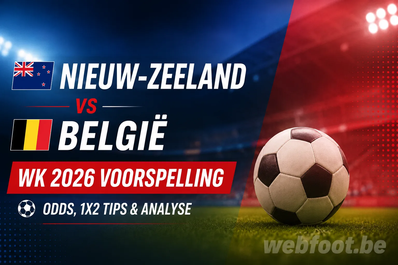 🇳🇿 Nieuw-Zeeland vs België WK 2026 Voorspelling Odds, 1X2 Tips & Analyse