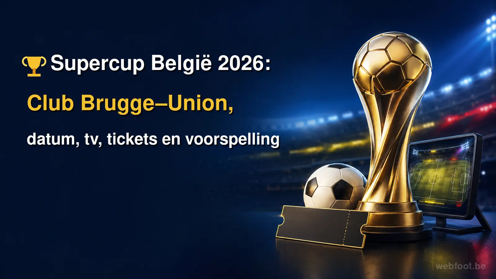 Supercup België 2026: Club Brugge–Union, datum, tv, tickets en voorspelling